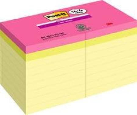 Post-it® Super Sticky Notes, Gelb, Rosa und Gelb, 76 mm x 76 mm, Promotion, 90 Blatt/Block, 14 Blöcke + 4 Gratis/Packung, 100% PEFC SGSCH-PEFC-COC-110078