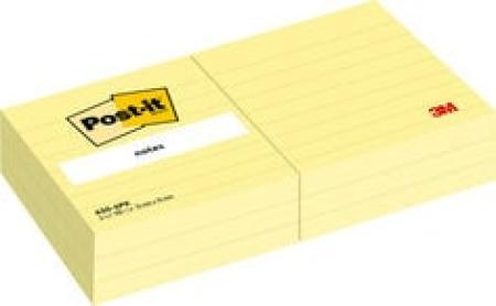 Post-it® Notes, Gelb, Liniert, 76 mm x 76 mm, 100 Blatt/Block, 6 Blöcke/Packung, 100% PEFC SGSCH-PEFC-COC-110078