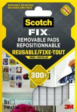 Scotch-Fix™ Ablösbare Klebepads 301008C36-P, 11 mm x 15 mm, 36 Pads/PK