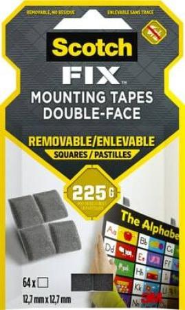 Scotch-Fix™ Ablösbare Montagequadrate 108-ST64-P, 12,7 mm x 12,7 mm, 64 Quadrate/Packungen