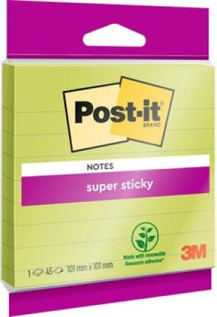 Post-it® Super Sticky Notes im Großformat, Grün, Liniert, 101 mm x 101 mm, 45 Blatt/Block, 1 Block/Packung, 100% PEFC SGSCH-PEFC-COC-110078