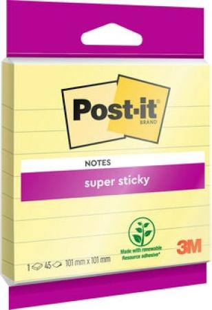 Post-it® Super Sticky Notes im Großformat, Gelb, Liniert, 101 mm x 101 mm, 45 Blatt/Block, 1 Block/Packung, 100% PEFC SGSCH-PEFC-COC-110078