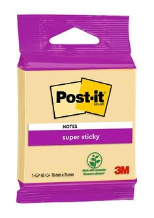 Post-it® Super Sticky Notes, Gelb, 76 mm x 76 mm, 45 Blatt/Block, 1 Block/Packung, 100% PEFC SGSCH-PEFC-COC-110078