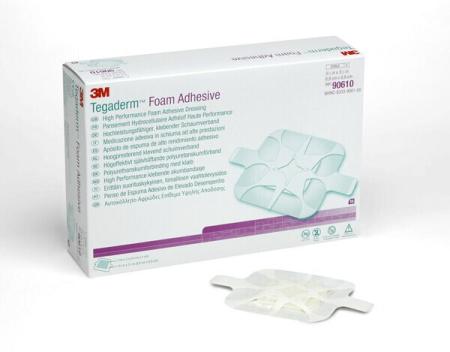 3M™ Tegaderm™ Foam Adhesive hochleistungsfähiger, klebender Schaumverband, 90610, 8,8 cm x 8,8 cm, 10 / Packung, quadratisch mit Kleberand