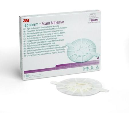 3M™ Tegaderm™ Foam Adhesive hochleistungsfähiger, klebender Schaumverband, 90619, 13,9 cm x 13,9 cm, 5 / Packung, rund mit Kleberand