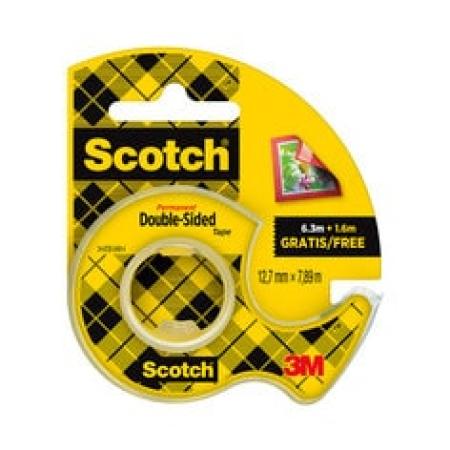 Scotch® doppelseitiges Klebeband, 12,7 mm x 7,89 m, 25 % extra KOSTENLOS mit Handabroller