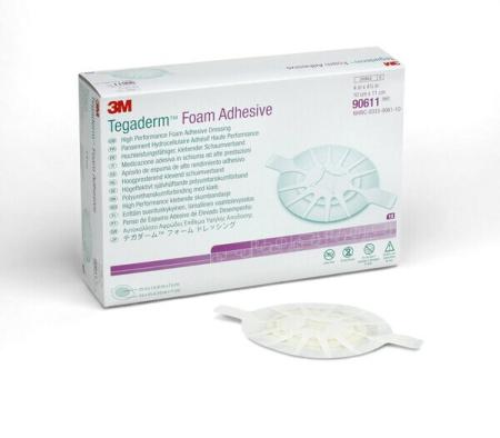 3M™ Tegaderm™ Foam Adhesive Hochleistungsfähiger, klebender Schaumverband, 90611, 10 cm x 11 cm, 10 / Packung, oval mit Kleberand
