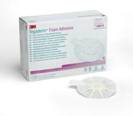 3M™ Tegaderm™ Foam Adhesive hochleistungsfähiger, klebender Schaumverband, 90614, 6,9 cm x 7,6 cm, 10 / Packung, oval mit Kleberand