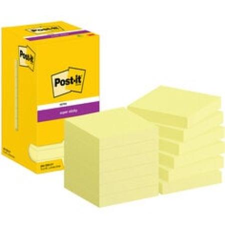 Post-it® Super Sticky Notes, Gelb, 76 mm x 76 mm, 90 Blatt/Block, 12 Blöcke/Packung, Kartonverpackung, 100% PEFC SGSCH-PEFC-COC-110078