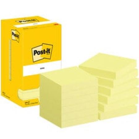 Post-it® Notes, Gelb, 76 mm x 76 mm, 100 Blatt/Block, 12 Blöcke/Packung, Kartonverpackung, 100% PEFC SGSCH-PEFC-COC-110078