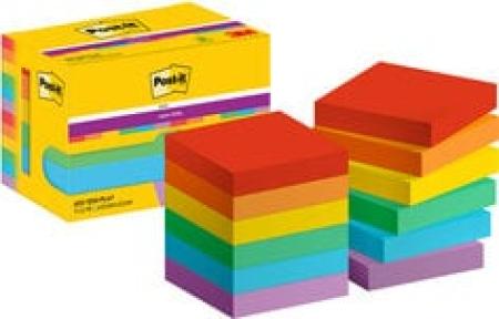 Post-it® Super Sticky Notes, Playful Collection, 47.6 mm x 47.6 mm, 90 Blatt/Block, 12 Blöcke/Packung, Kartonverpackung, 100% PEFC SGSCH-PEFC-COC-110078