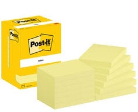 Post-it® Notes, Gelb, 76 mm x 102 mm, 100 Blatt/Block, 12 Blöcke/Packung, Kartonverpackung, 100% PEFC SGSCH-PEFC-COC-110078
