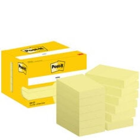 Post-it® Notes, Gelb, 51 mm x 76 mm, 100 Blatt/Block, 12 Blöcke/Packung, Kartonverpackung, 100% PEFC SGSCH-PEFC-COC-110078