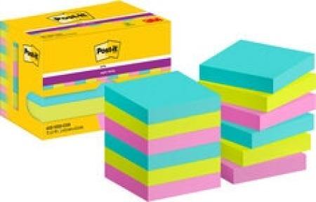 Post-it® Super Sticky Notes, Cosmic Collection, 47.6 mm x 47.6 mm, 90 Blatt/Block, 12 Blöcke/Packung, Kartonverpackung, 100% PEFC SGSCH-PEFC-COC-110078