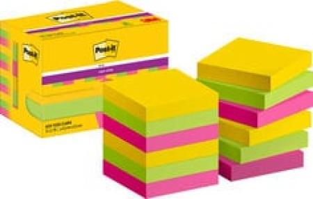 Post-it® Super Sticky Notes, Carnival Collection, 47.6 mm x 47.6 mm, 90 Blatt/Block, 12 Blöcke/Packung, Kartonverpackung, 100% PEFC SGSCH-PEFC-COC-110078