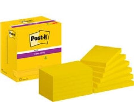 Post-it® Super Sticky Notes, Ultra Gelb, 76 mm x 127 mm, 90 Blatt/Block, 12 Blöcke/Packung, Kartonverpackung, 100% PEFC SGSCH-PEFC-COC-110078