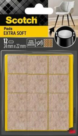Scotch® Extra weiche Filzpads SP84A24, selbsthaftend, beige, 24 mm x 22 mm, 12/Packung