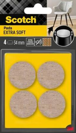 Scotch® Extra weiche Filzpads SP84A22, selbsthaftend, beige, Ø 34 mm, 4/Packung
