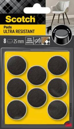 Scotch® Extrembeständige Filzpads SP87A35, selbsthaftend, grau/selbsthaftend, weiß, Ø 25 mm, 8/Packung
