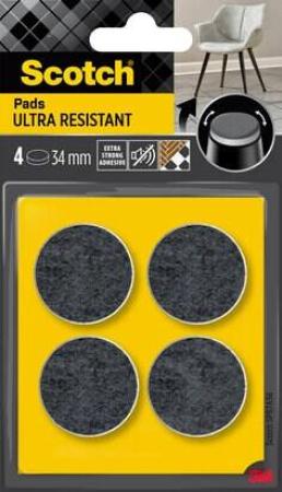 Scotch® Extrem beständige Filzpads SP87A36, selbsthaftend, grau/selbsthaftend, weiß, Ø 34 mm, 4/Packung