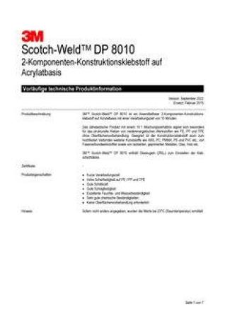 3M™ Scotch-Weld™ 2-Komponenten-Konstruktionsklebstoff auf Acrylatbasis DP8010, Blau, 50 mL Duo-Pak, 12 Each/case