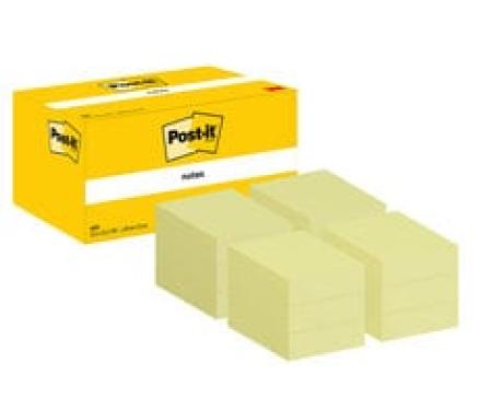 Post-it® Notes, Gelb, 38 mm x 51 mm, 100 Blatt/Block, (4 x 3) 12 Blöcke/Packung, Kartonverpackung, 100% PEFC SGSCH-PEFC-COC-110078