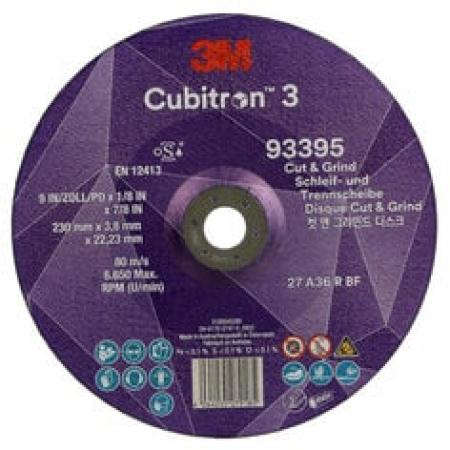 3M™ Cubitron™ 3 Cut and Grind Schruppscheibe, 93395, 36+, T27, 230 mm x 3,8 mm x 22,23 mm, EN, 10/Pack, 20 Stück/VE