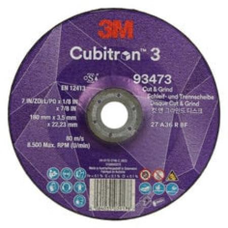 3M™ Cubitron™ 3 Cut and Grind Schruppscheibe, 93473, 36+, T27, 180 mm x 3,5 mm x 22,23 mm, EN, 10/Pack, 20 Stück/VE