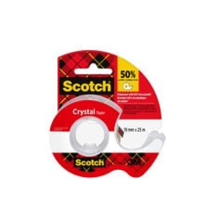 Scotch® Crystal Klebeband, 19mm x 25 m, 1 Rolle auf Handabroller/Packung
