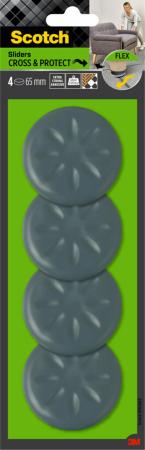 Scotch® Move & Protect Flex Gleiter SP61A03, selbsthaftend, grau, Ø 65 mm, 4/Packung – 500 kg
