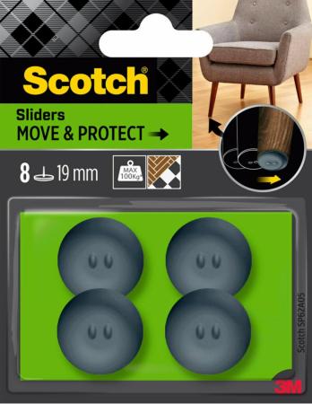 Scotch® Move & Protect Gleiter SP62A05, selbsthaftend, grau, Ø 19 mm, 8/Packung – 100 kg