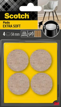 Scotch® Extra weiche Filzpads SP84A22, selbsthaftend, beige, Ø 34 mm, 4/Packung