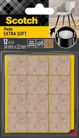 Scotch® Extra weiche Filzpads SP84A24, selbsthaftend, beige, 24 mm x 22 mm, 12/Packung