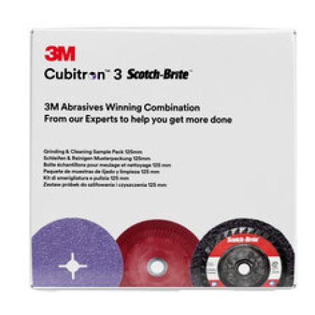 3M™ Schleif- und Reinigungsset, enthält 125 mm 982CX Fiber- und XO-RD Grobreinigungsscheibe, mit  Hochleistungsfiberscheibenstützteller, Muster