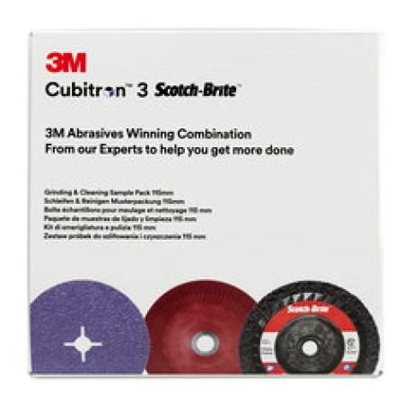 3M™ Schleif- und Reinigungsset, enthält 115 mm 982CX Fiber- und XO-RD Grobreinigungsscheibe, mit  Hochleistungsfiberscheibenstützteller, Muster