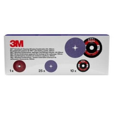 3M™ Schleif- und Reinigungsset, enthält 125 mm 982CX Fiber- und XO-RD Grobreinigungsscheibe, mit  Hochleistungsfiberscheibenstützteller, 1 Stück/Set