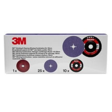 3M™ Schleif- und Reinigungsset, enthält 115 mm 982CX Fiber- und XO-RD Grobreinigungsscheibe, mit  Hochleistungsfiberscheibenstützteller, 1 Stück/Set