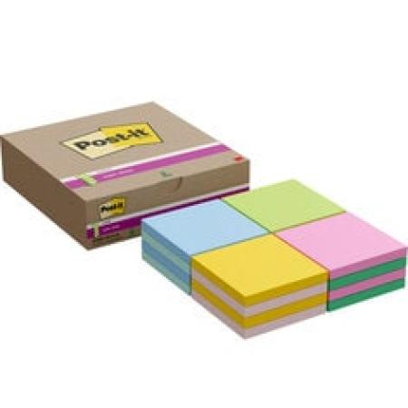 Post-it® Super Sticky Z-Notes, Verschiedene Farben, 76 mm x 76 mm, 90 Blatt/Block, 16 Blöcke/Packung, Kartonverpackung, 100% PEFC SGSCH-PEFC-COC-110078