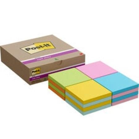 Post-it® Super Sticky Notes, Verschiedene Farben, 76 mm x 76 mm, 90 Blatt/Block, 16 Blöcke/Packung, Kartonverpackung, 100% PEFC SGSCH-PEFC-COC-110078