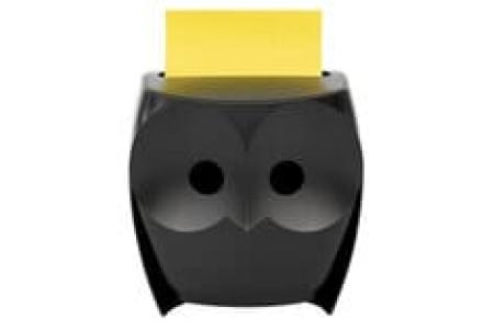 Post-it® Z-Notes Dispenser, Eule, Schwarz + Post-it® Super Sticky Z-Notes,  45 Blatt/Block, 2 Blöcke/Packung