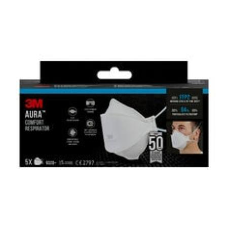 3M™ 9320+ Aura™ Einweg-Partikel-Atemschutzmaske, FFP2, ohne Ventil, 5/Packung