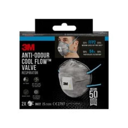 3M™ Aura™ Maske für Handlackierarbeiten 9922, FFP2, mit Ventil, 2 pro Packung