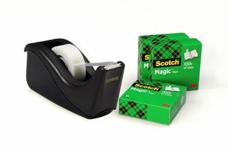 Scotch™ Klebeband-Abroller C60, Schwarz + Scotch® Magic™ Unsichtbares Klebeband, 19 mm x 33 mm, 4 Rollen/Packung