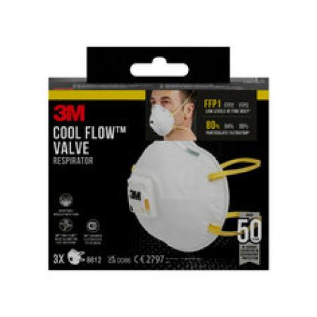 3M™ Aura™ Maske für Handschleifen 8812, FFP1, mit Ventil, 3 pro Packung