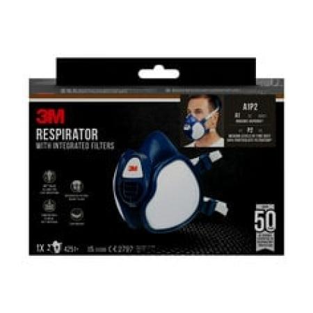 3M™ Maintenance Free Half Mask Respirator, 4251+, FFA1P2R D Filters, 1/PCK, 4PCK/CV