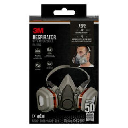 3M™ Maske für Farbspritzarbeiten 6002, A2P2, 1 Set