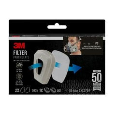 3M™ Partikelfilter 5935, 2 Paar Filter 5935 + 1 Paar Filterhalterungen 501/Packung