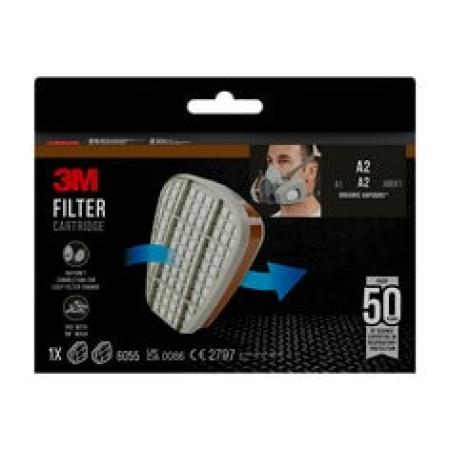 3M™ Filter gegen organische Dämpfe 6055, A2, für die Serien 6000 und 6500, 1 Paar pro Packung
