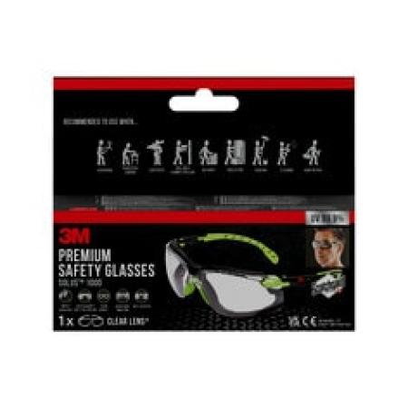 3M™ Solus™ 1000 Schutzbrille mit Antibeschlag-Beschichtung, grün/schwarz, transparent, mit Tasche S1CG