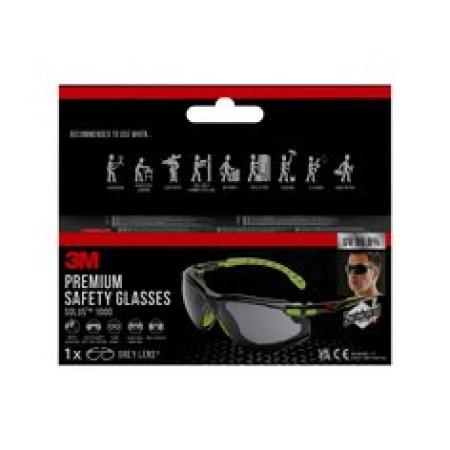3M™ Solus™ 1000 Schutzbrille mit Antibeschlag-Beschichtung, grün/schwarz, grau, mit Tasche S1GG